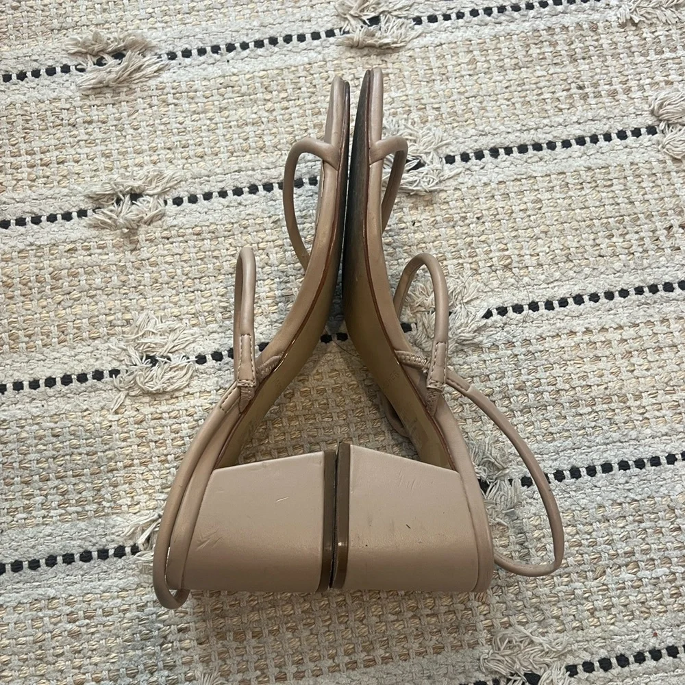 Marc Fisher Beige Strappy Block Heel Sandals - Picture 3 of 5